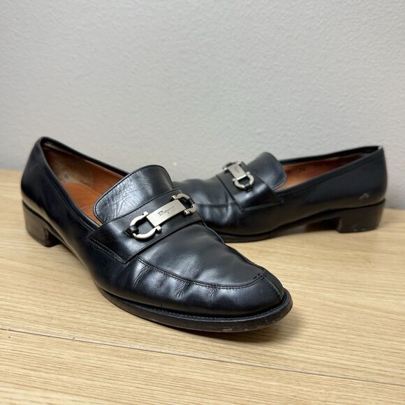 Salvatore Ferragamo Shoes - Salvatore Ferragamo Horsebit Loafers Womens 7.5 B Leather Black Office Event